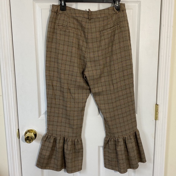 Lucca brown plaid hi rise cropped dress pants medium - Picture 2 of 6